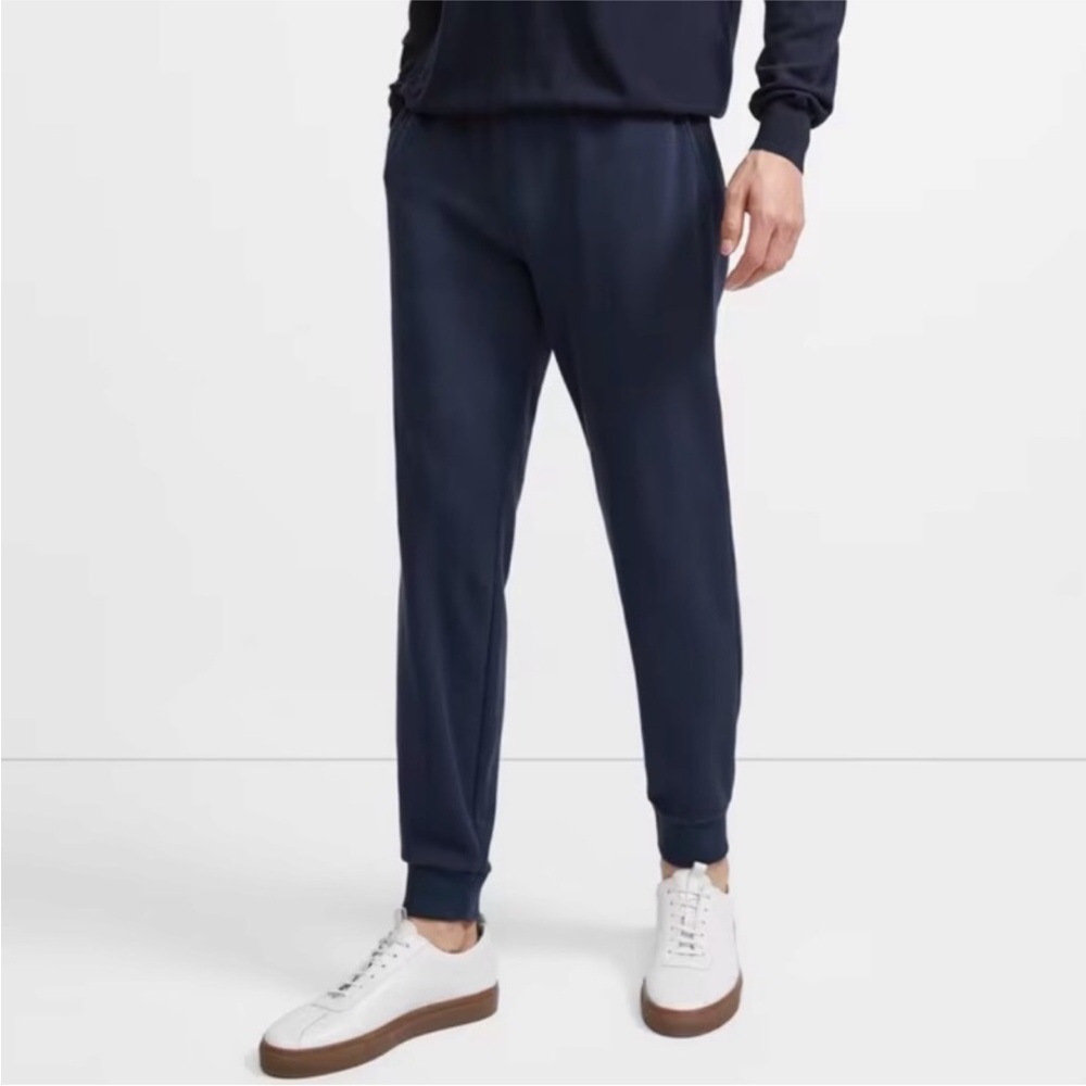 Theory Men’s Mattie Organic Pima Cotton Navy Blue Joggers Large